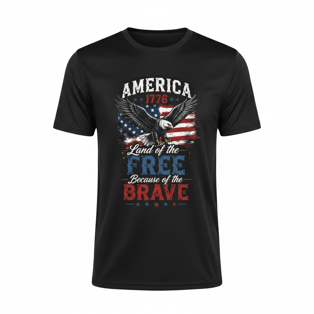 America 1776 Black Athletic Tee