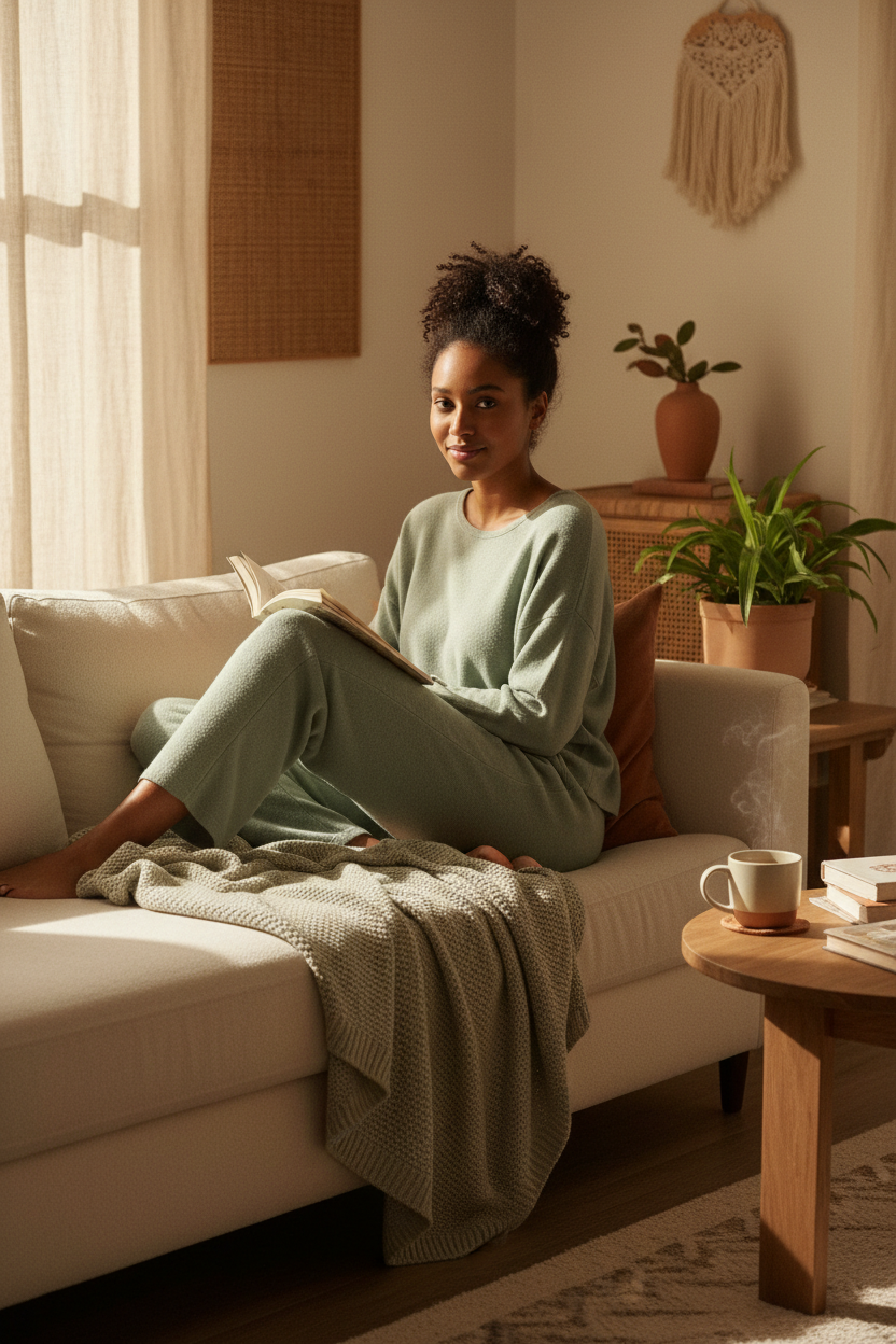 Black woman in loungewear