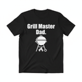 Black t-shirt with white vinyl text Grill Master Dad with flame icon