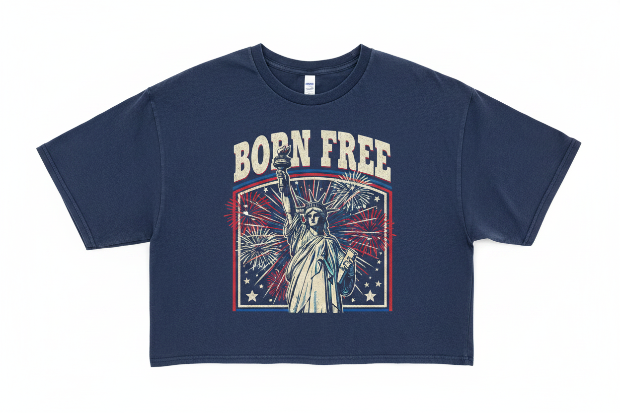 Oversized Boxy Crop Tee - Born Free